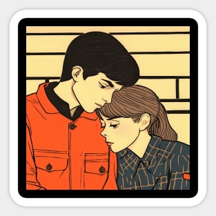 Lovely couple in comic book style Sticker